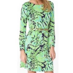 Lilly Pulitzer Bright Navy Blue Green Hot Hot Hot Ritchie Dress Size Medium